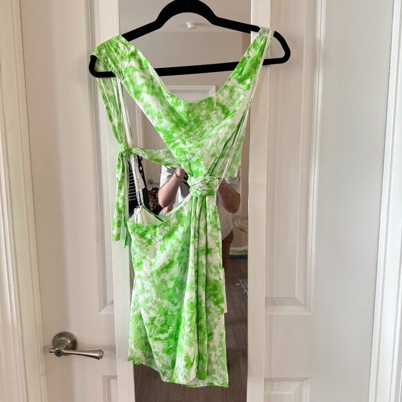 NEW For Love & Lemons Devon Mini Dress Size Small Color Green White - Picture 1 of 2